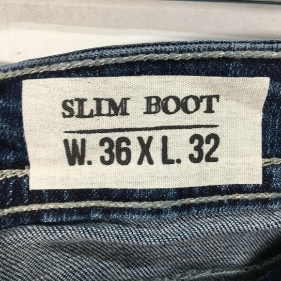 T.K. Axel Slim Bootcut Stretch Denim Jean, Men's Size 36 x 32 - Blue - Picture 3 of 10